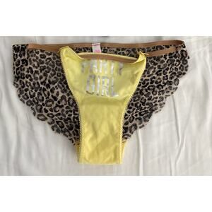 NWOT VS PINK Lace Back Bikini Party Girl Leopard Yellow XS 2012